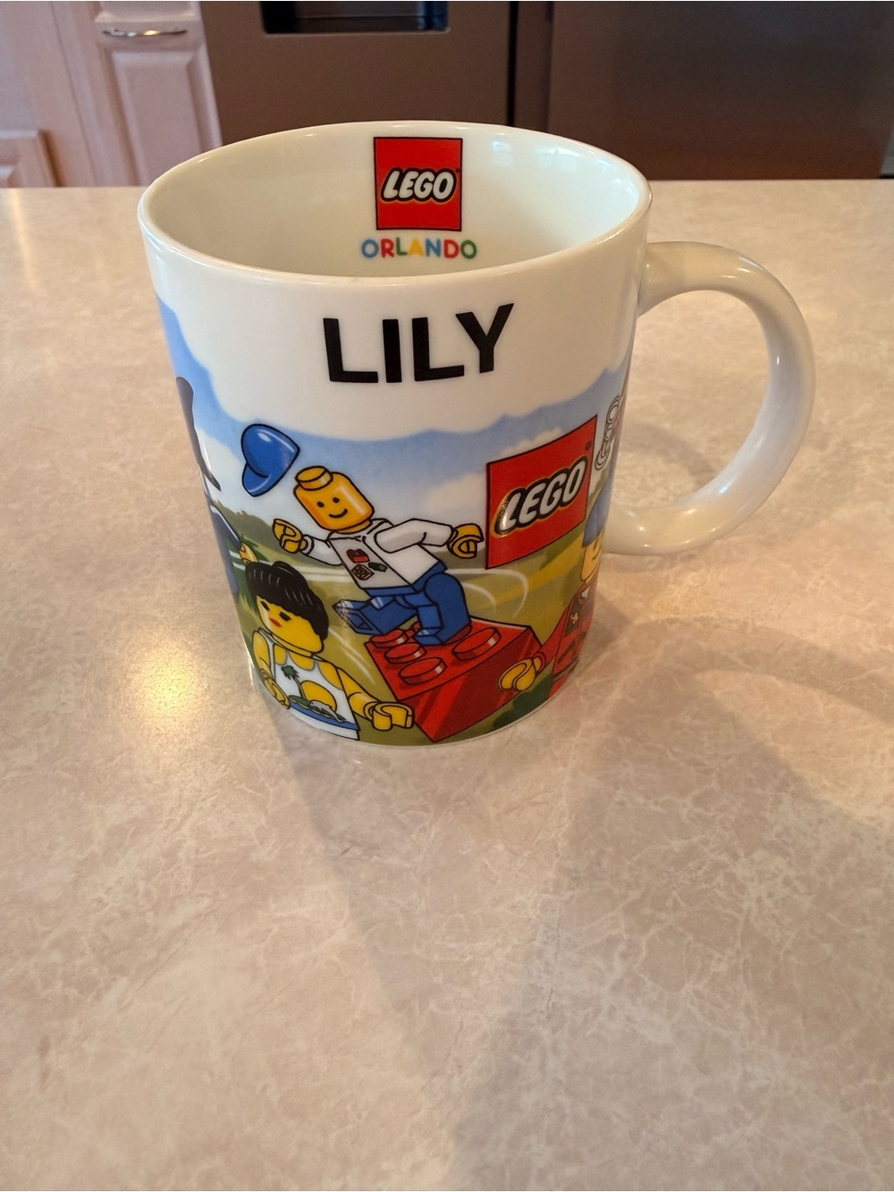 Lego White Ceramic Kids Mug with Colorful Minifigure Scene